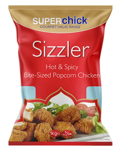 SUPERCHICK SIZZLER HOT & SPICY BITE SIZED POPCORN 1KG