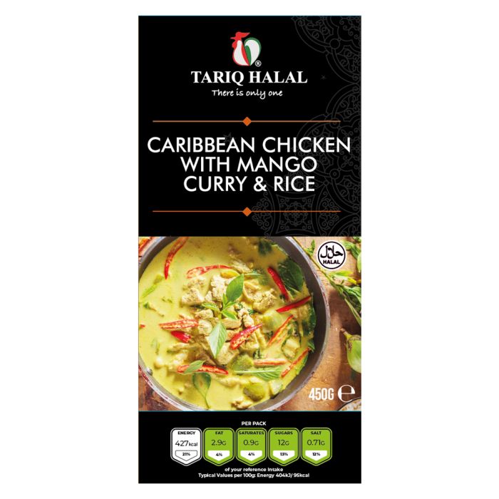 Tariq Halal Caribbean Chicken with mango curry & rice 450g