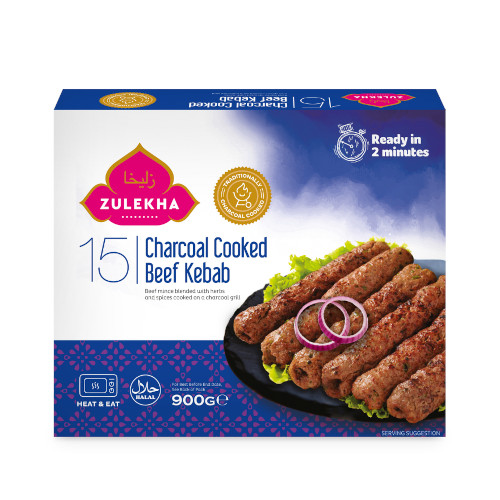 Zulekha Charcoal Cooked Beef Kebab 15 pack 900g