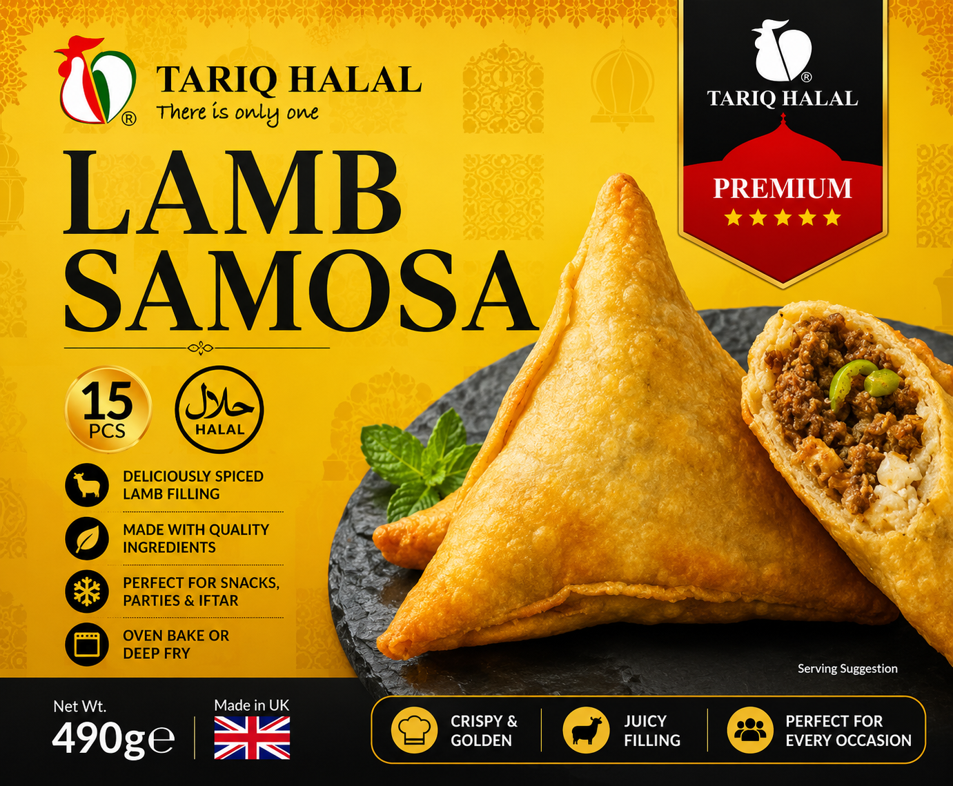 Tariq Halal Premium Lamb Samosa Gold 15pcs 490g