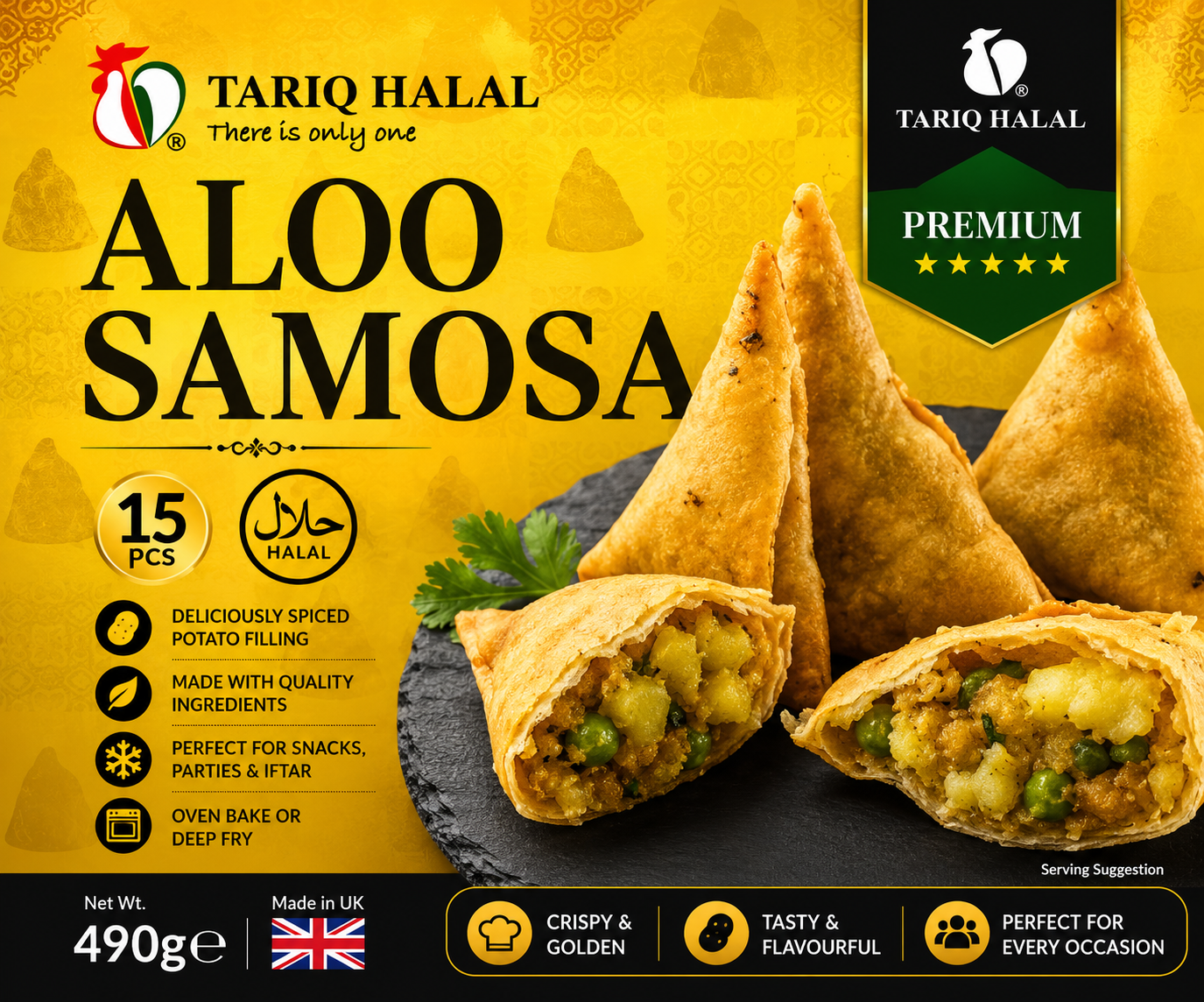 Tariq Halal Premium Aloo Samosa Gold 15pcs 490g