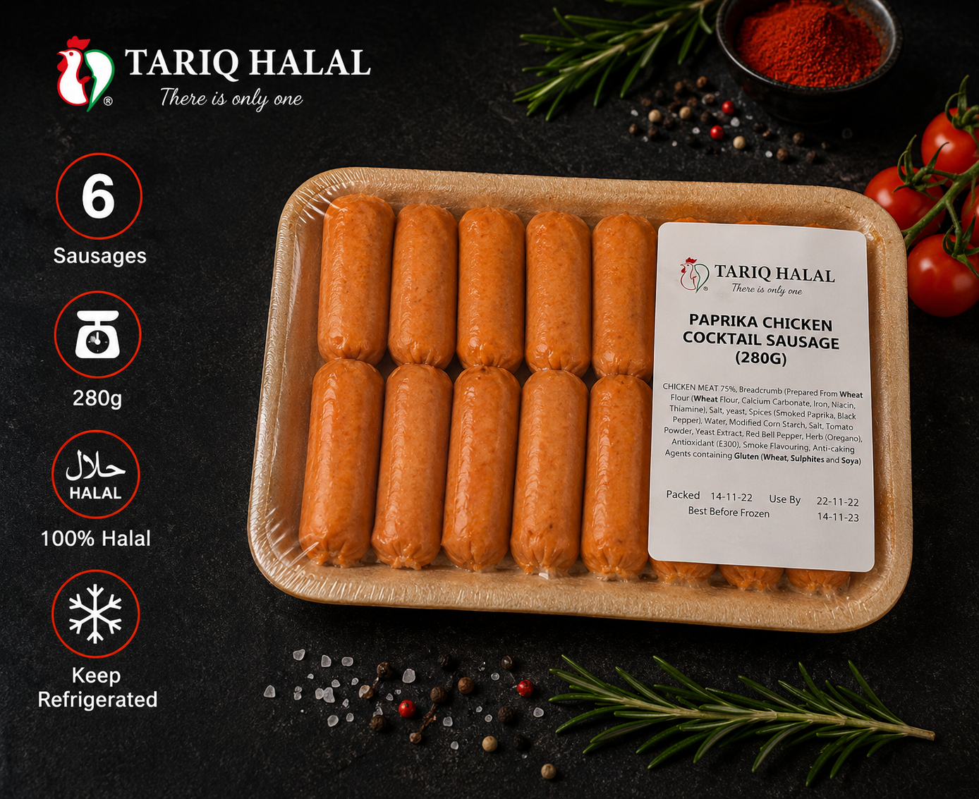Tariq Halal Paprika Chicken Cocktail Sausage 280g***